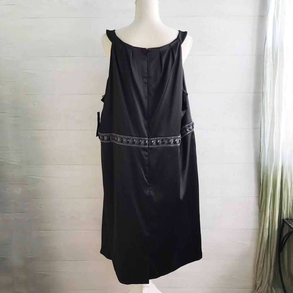 NWT Cachet - Black satin sheath dress beaded waist, 24W - Picture 4 of 5